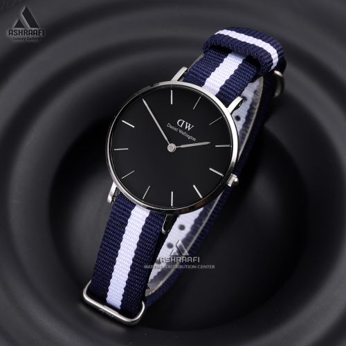 ساعت دنیل ولینگتون صفحه مشکی بند دو رنگ