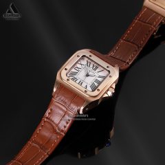 ساعت کارتیه بند چرمی Cartier Santos 100-RW