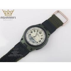 ساعت اصلی کاسیو بند پارچه ای سبز تیره Casio AW-80V-3BVDF