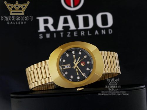 رادو تخم مرغی تمام طلایی صفحه مشکی Rado Diastar R124B