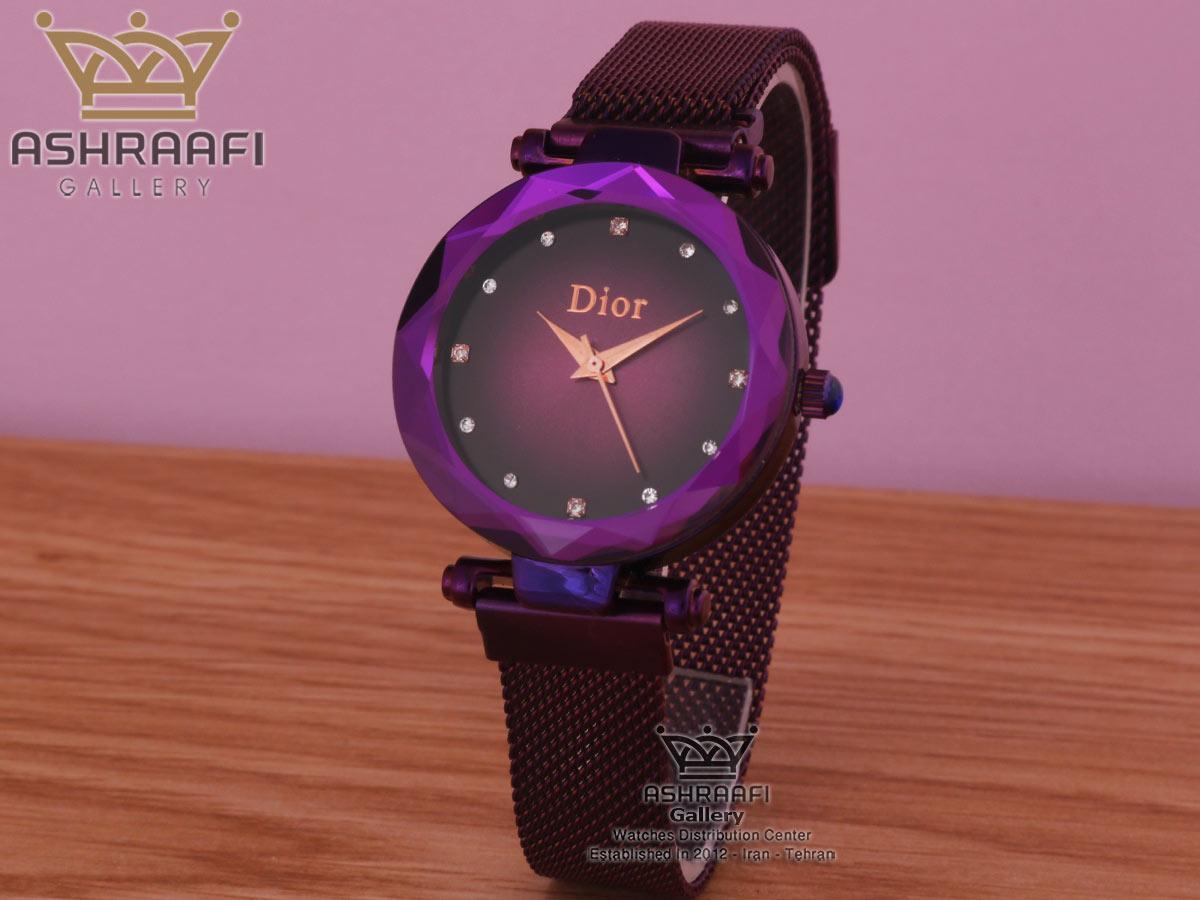 ساعت بنفش دیور با بند حصیری Dior-1801VB-06