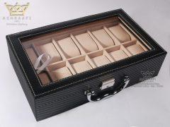 باکس ساعت با روکش چرم مشکی