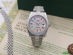 Rolex-Day-date-pave-rainbow-02-08 ساعت نقره ای رولکس