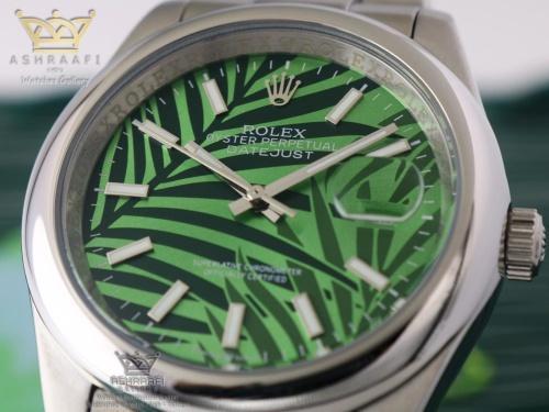 صفحه ساعت رولکس با طرح نخل Rolex Datejust Green Palm 40