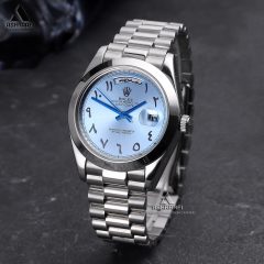 Rolex-Day-Date-Arabic-Dial-BS-02 ساعت رولکس صفحه آبی Rolex Day Date Arabic Dial BS