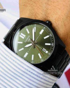 عکس روی مچ کاسیو صفحه سبز Casio MTP-VD02B-3E