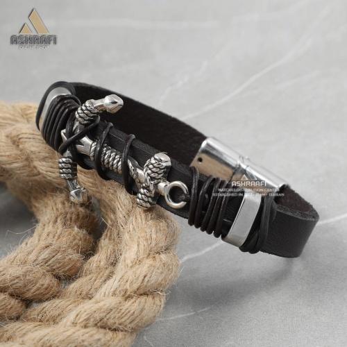 دستبند طرح لنگر Leather Bracelet BS