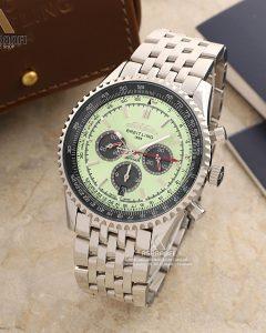 Breitling-Navitimer-Chronograph-GS9-02 ساعت برایتلینگ تمام استیل صفحه سبز