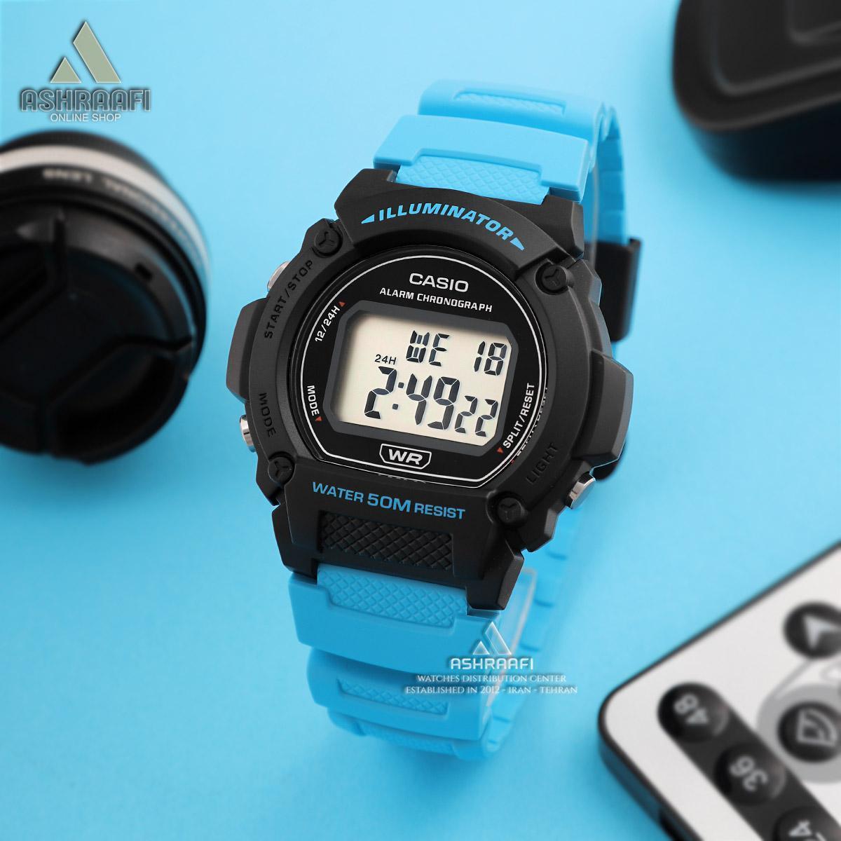Zegarek męski Cyfrowy CASIO na Niebieskim pasku W-219H-2A2VEF na pasku