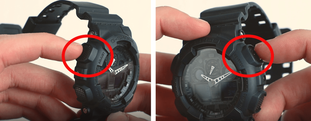 how to change time g shock top buttons
