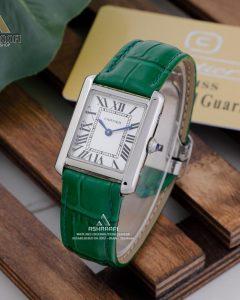 ساعت کارتیه تانک بند سبزCartier Tank Solo SGW2