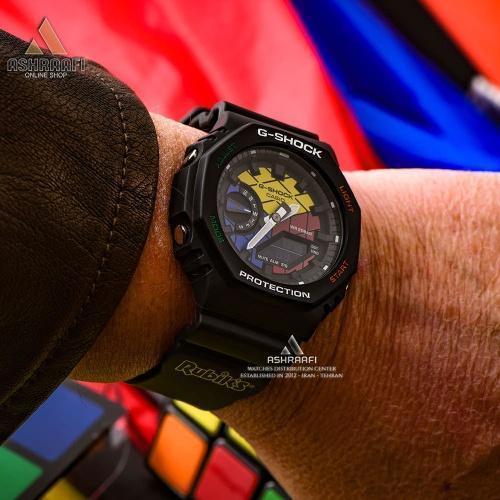 عکس روی مچ ساعت جیشاک G-Shock GA-2100Rubiks
