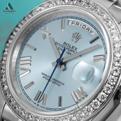 Rolex Oyster Perpetual SBD-03 رولکس صفحه آبی دور نگین