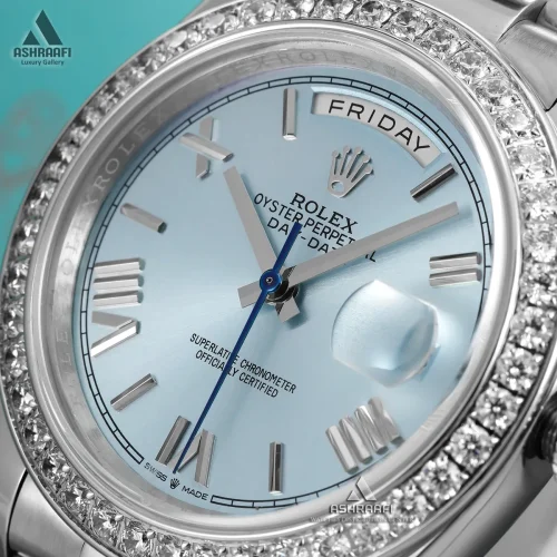 رولکس صفحه آبی دور نگین