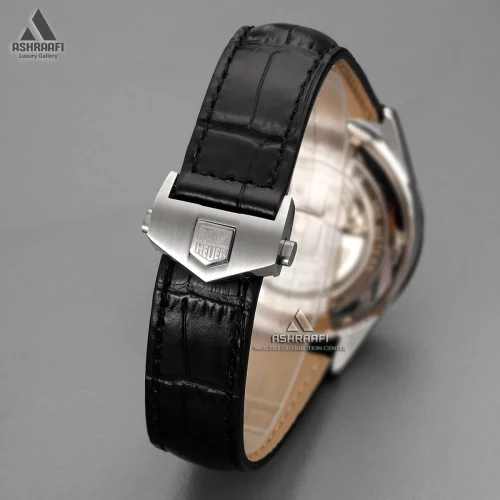 ساعت تگ هویر بند چرمی مشکی Tag Heuer Carrera Calibre 5Lk