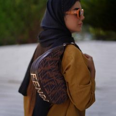 کیف طرح دار فندی قهوه ای