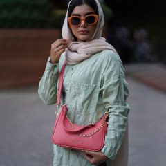 کیف صورتی با بند زنجیری