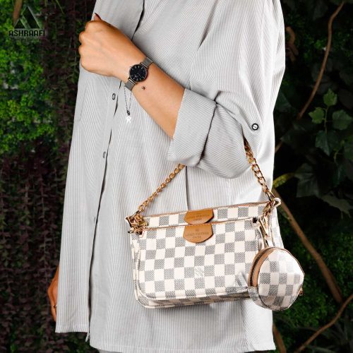 کیف زنانه لویی ویتون با طرح شطرنجی کرم