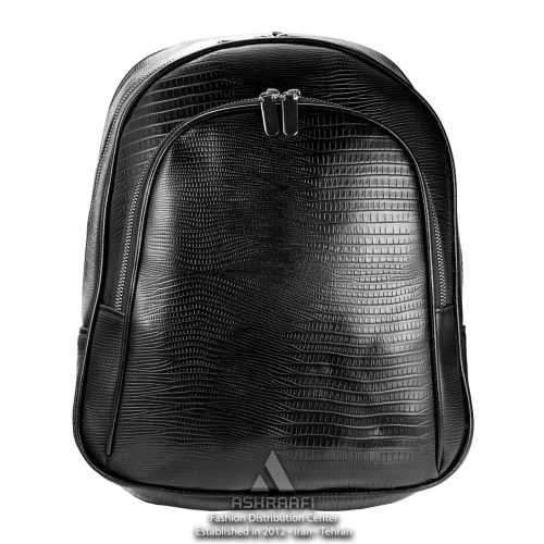کوله پشتی چرم مشکی Backpack Black A01