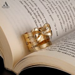 انگشتر طلایی با طرح پاپیون