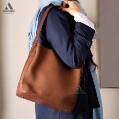 Women-Shoulder-Bag-A16-05 کیف قهوهای مخمل