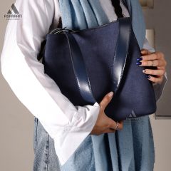 Women-Shoulder-Bag-A16-06 کیف سرمه ای بزرگ