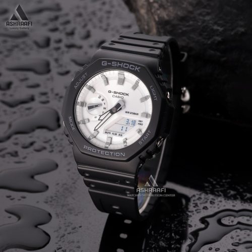 جی شاک مشکی صفحه سفید Casio G-Shock GA-2100WD-1A