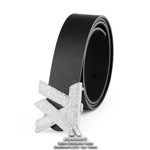 کمربند زنانه نگین دار Louis Vuitton Leather Belt BL53