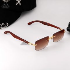 Cartier-7839-09 عینک دودی با دسته طرح چوب