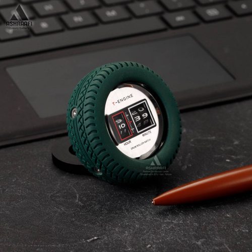 ساعت رو میزی سبز طرح لاستیک