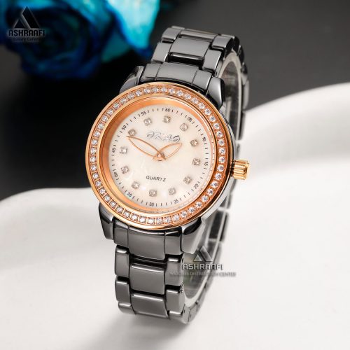 ساعت زنانه مشکی نگین دار