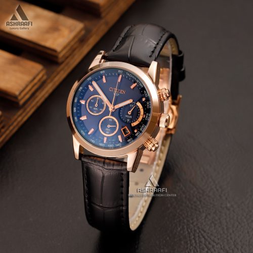 سیتیزن صفحه سورمه ای بند چرمی