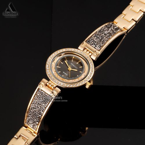 ساعت دستبندی مشکی طلایی