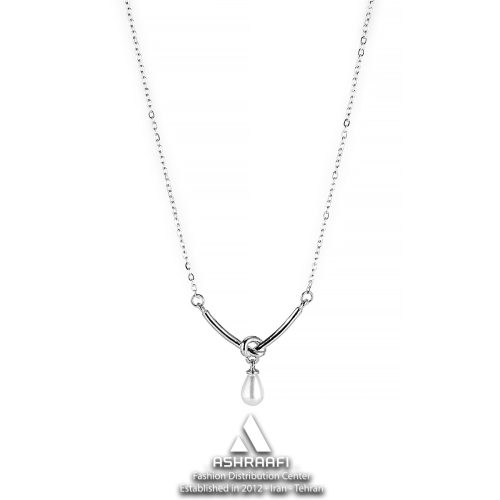 گردنبند نقره‌ای مروارید Pearl Necklace S2