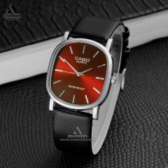 Casio-1063-A-13 کاسیو اولد مانی ببند چرمی صفحه قرمز Casio-1063-A-13