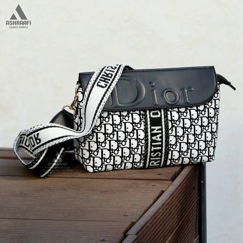 کیف دوشی سفید مشکی دیور