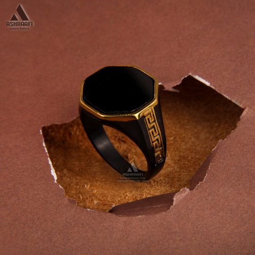 انگشتر مشکی و طلایی ورساچه