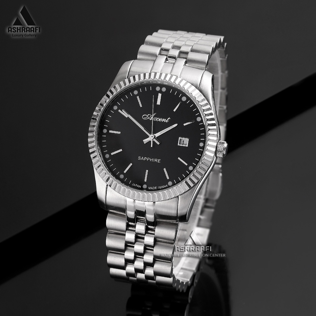 ساعت اکسنت صفحه مشکی Axcent AX160044SK - گالری اشرافی