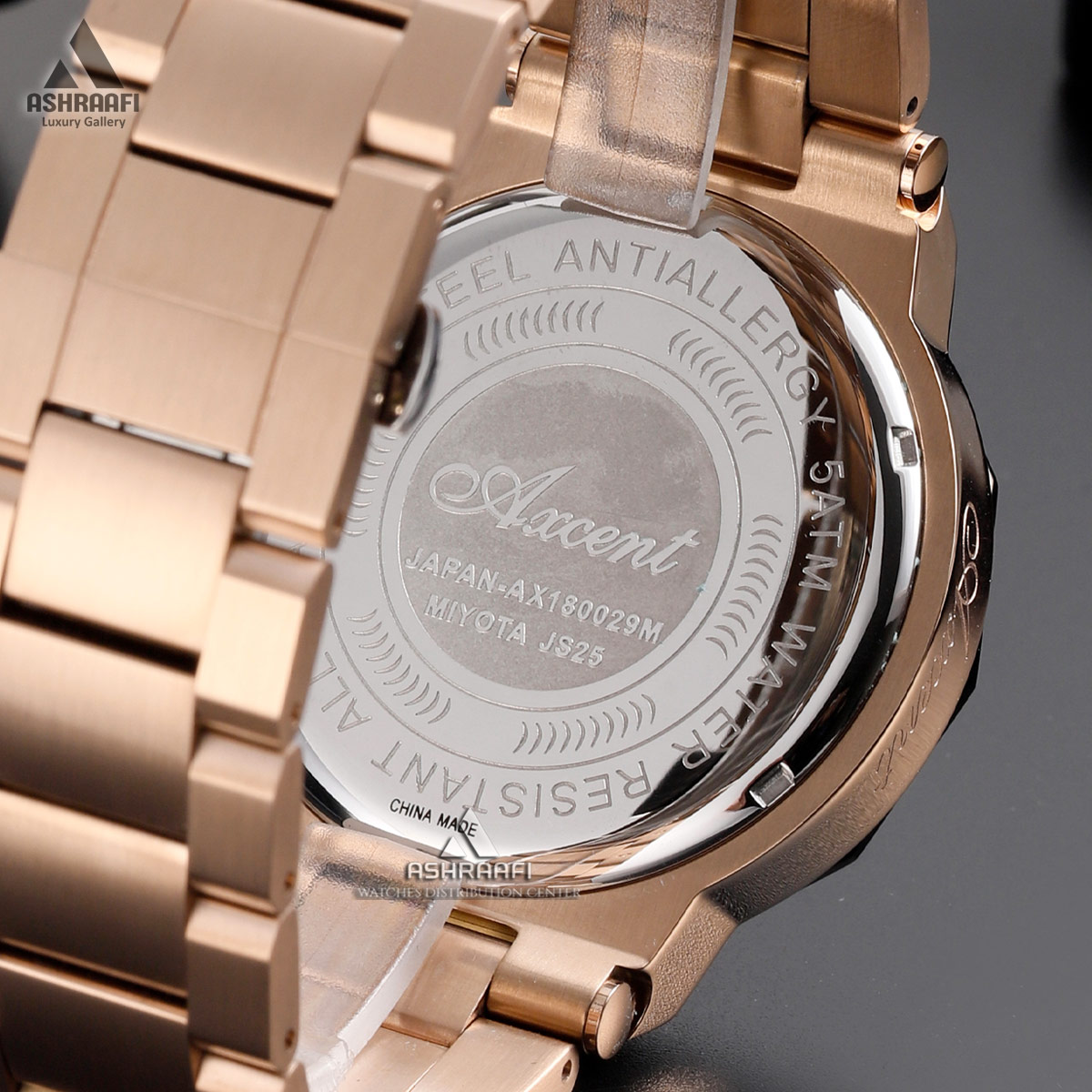 ساعت اکسنت صفحه مشکی Axcent AX180029RGK - گالری اشرافی