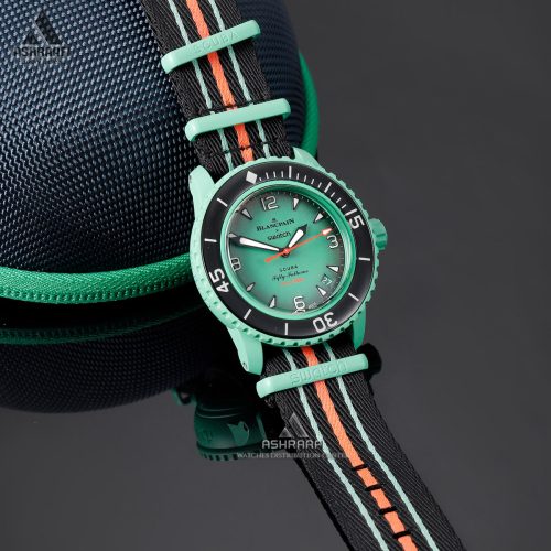 ساعت بلانک پین سواچ بند برزنتی Blancpain X Swatch Scuba Fifty Fathoms
