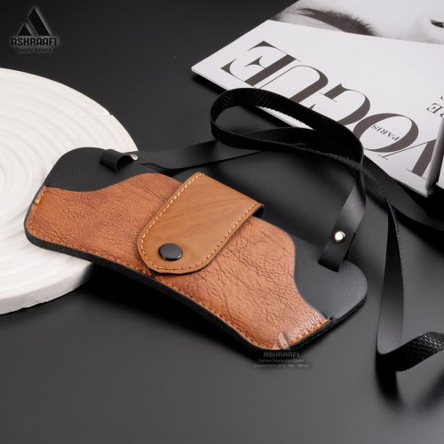 کیف عینک عسلی دکمه دار