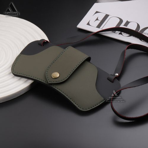 کیف عینک چرم سبز