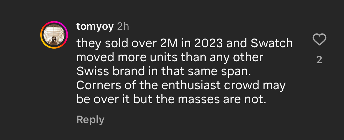 تصویری از یک مدل ساعت MoonSwatch