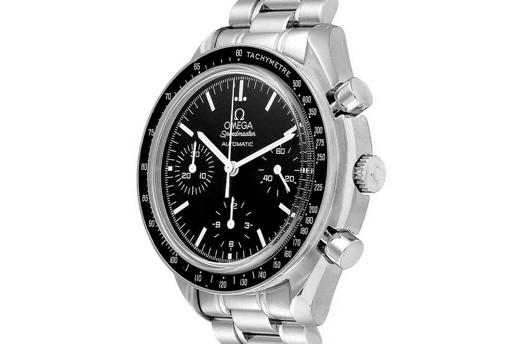 موتور اتوماتیک ساعت امگا اسپیدمستر ردیوس که از داخل قاب پشتی آن پیداست.