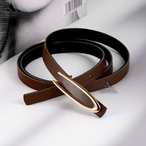 کمربند باریک زنانه قهوه ای