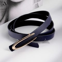 کمربند زنانه سرمه‌ای Skinny Leather Belt BL78