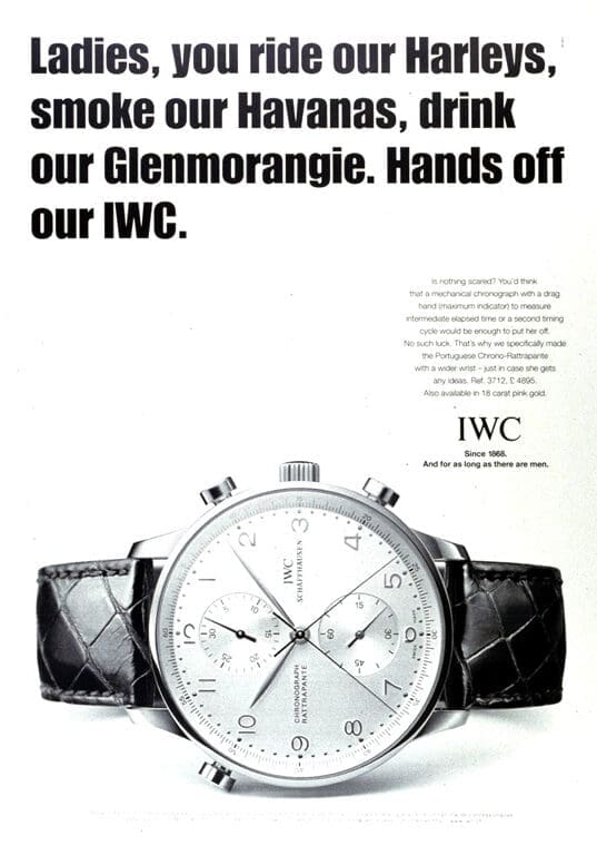 تبلیغات قدیمی IWC با تاکید بر ساعت‌های مردانه