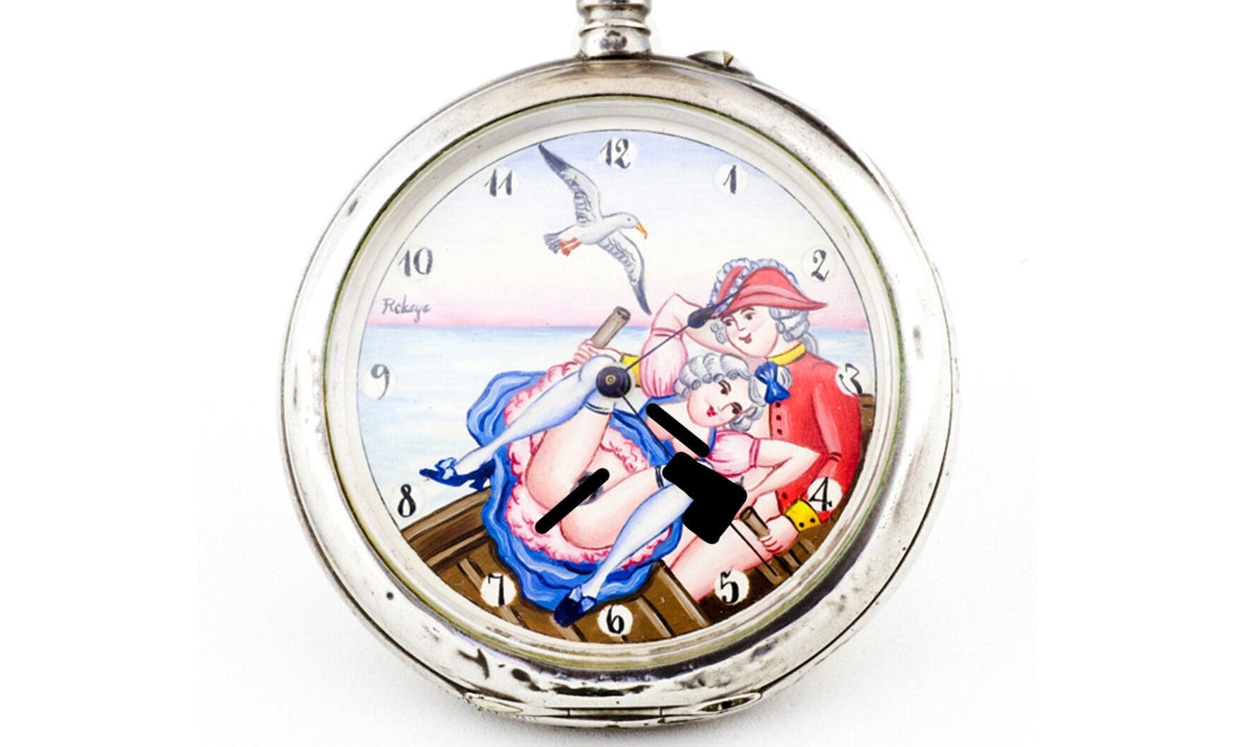 ساعت جیبی ماگنوم اروتیک ساخت JAE، حدود ۱۹۰۰.