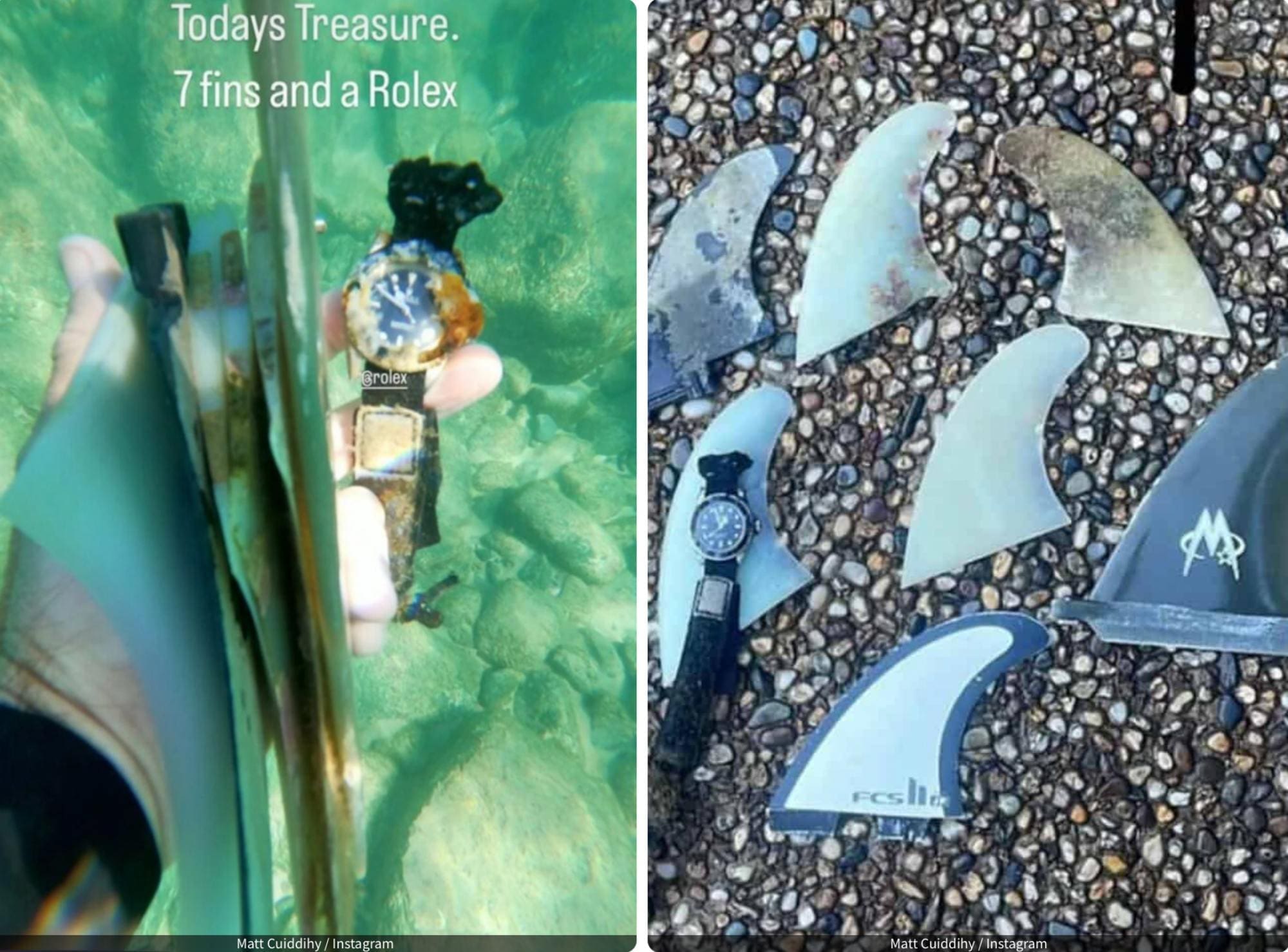 تصویری نزدیک از رولکس آسیب‌دیده با جلبک و کپک