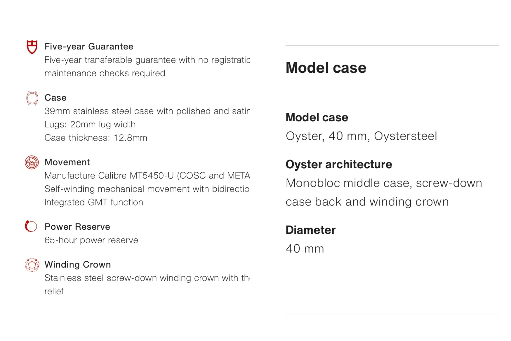مقایسه مشخصات ارائه شده توسط رولکس و تودور
